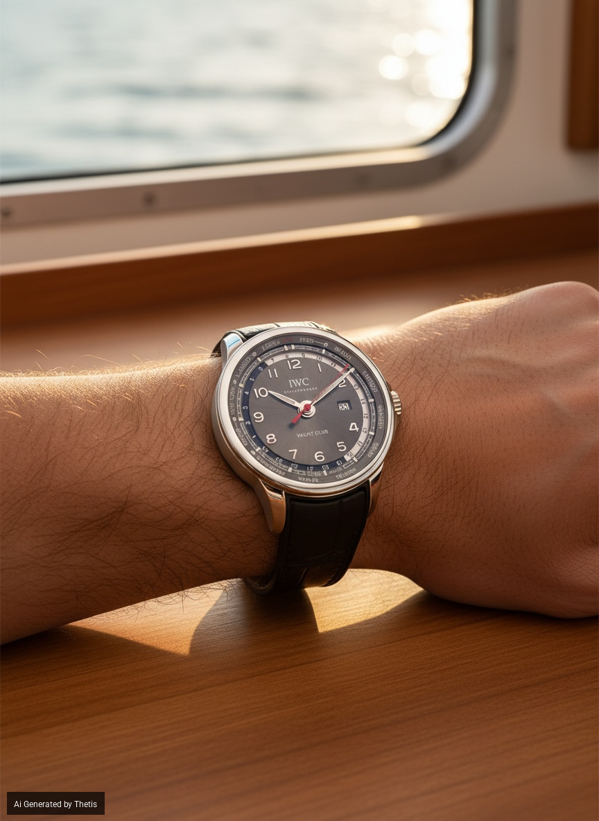 IWC Yacht Club Portugieser Worldtimer in acciaio.