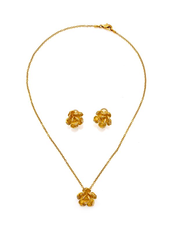 Cammilli - Parure di Pendente e Coppia di Orecchini in oro e brillanti