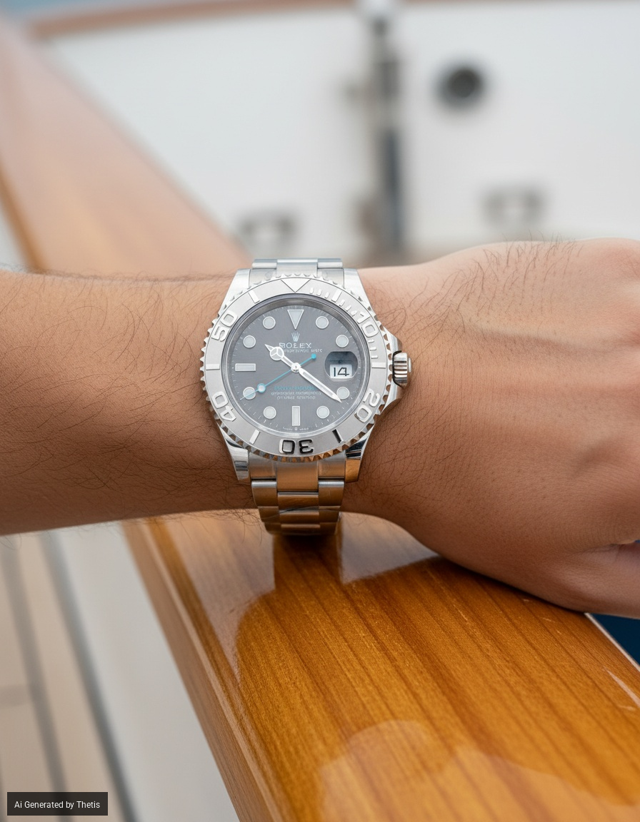 Rolex oyster perpetual date yacht master in acciaio