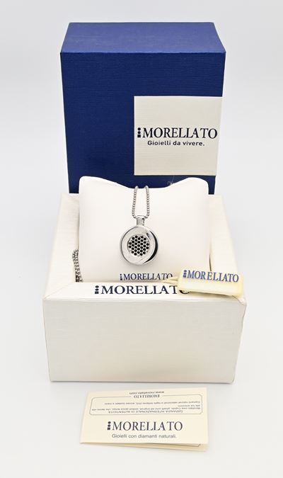 Morellato, Ciondolo rotondo in acciaio con catenina e brillantini