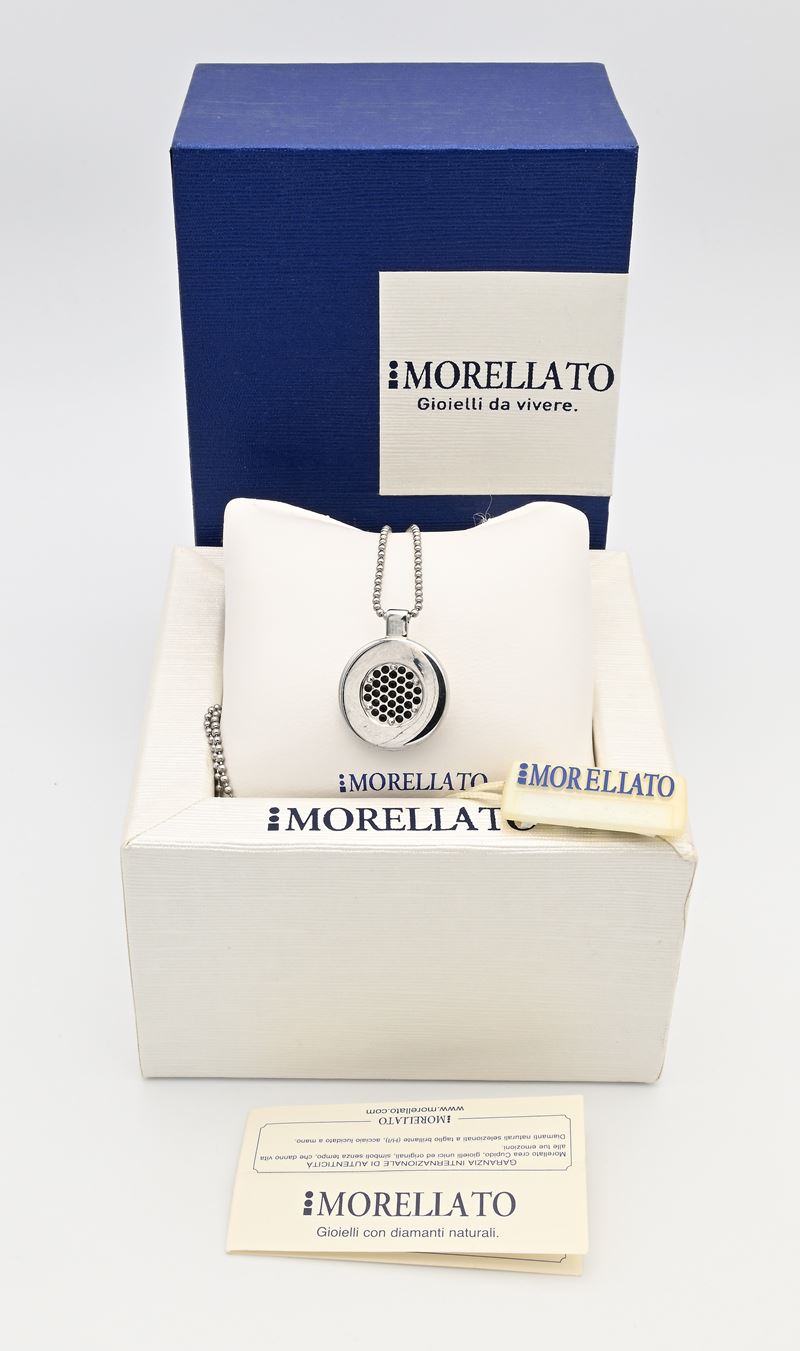 Morellato, Ciondolo rotondo in acciaio con catenina e brillantini