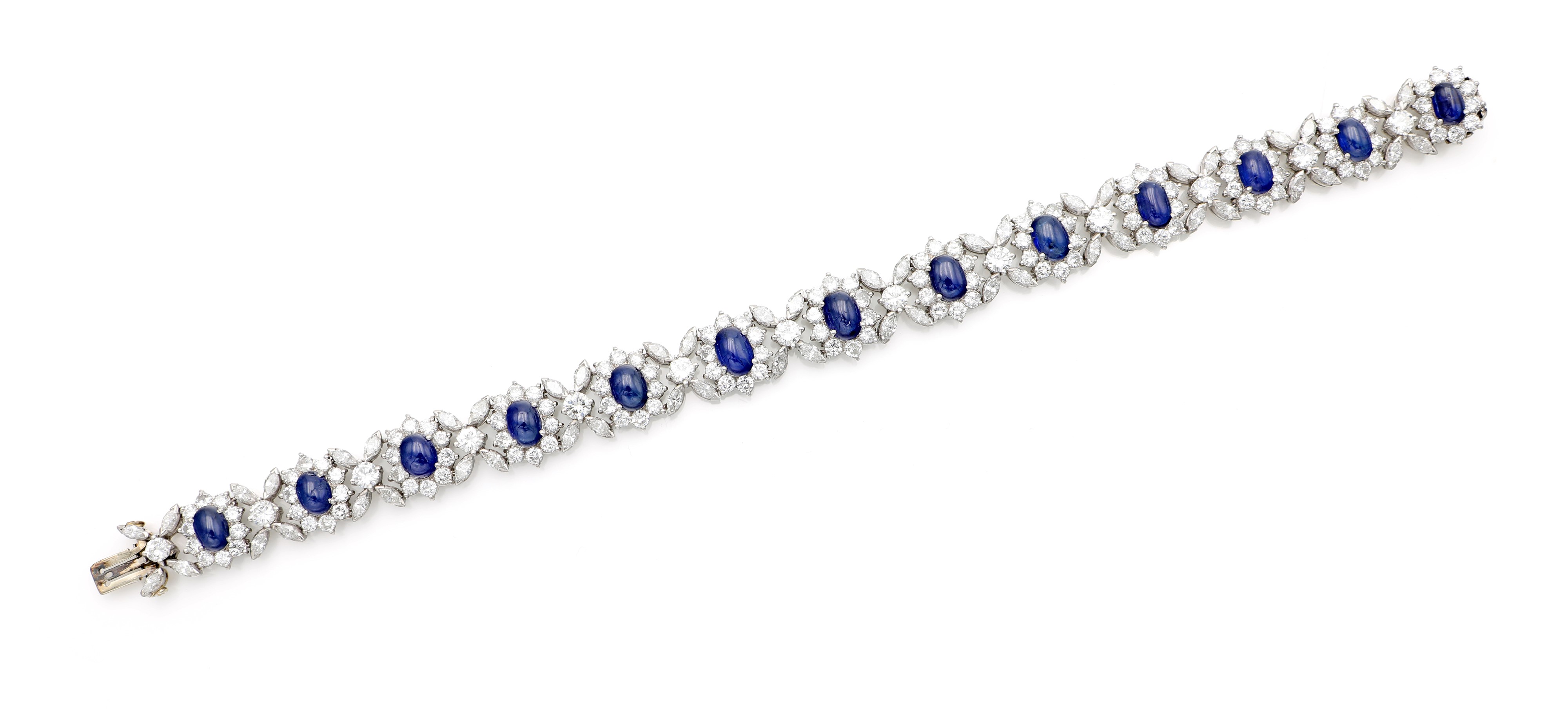 Bracciale in platino, zaffiri, diamanti