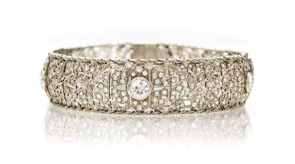Bracciale Art Decò in platino e diamanti