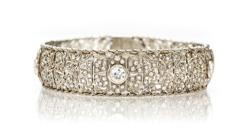 Bracciale Art Decò in platino e diamanti