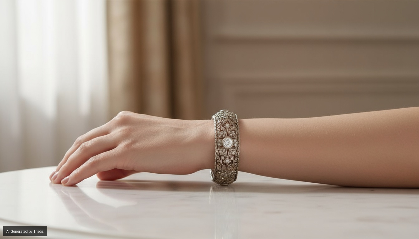 Bracciale Art Decò in platino e diamanti