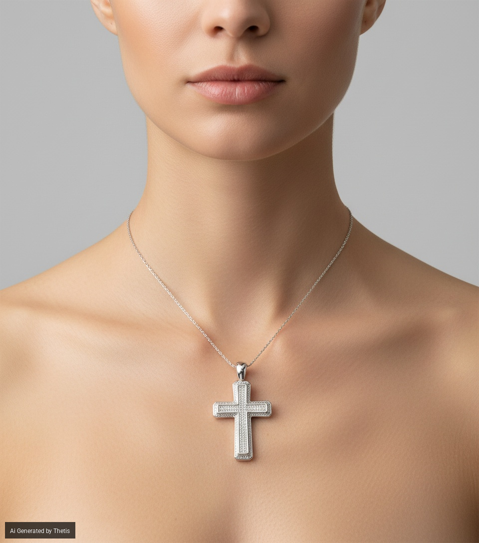 Pendente a croce in oro e brillanti