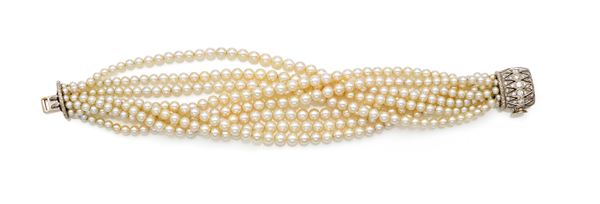 Bracciale in oro, perle e brillanti