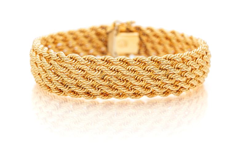Bracciale a maglia in oro giallo 750/000, lunghezza cm 19