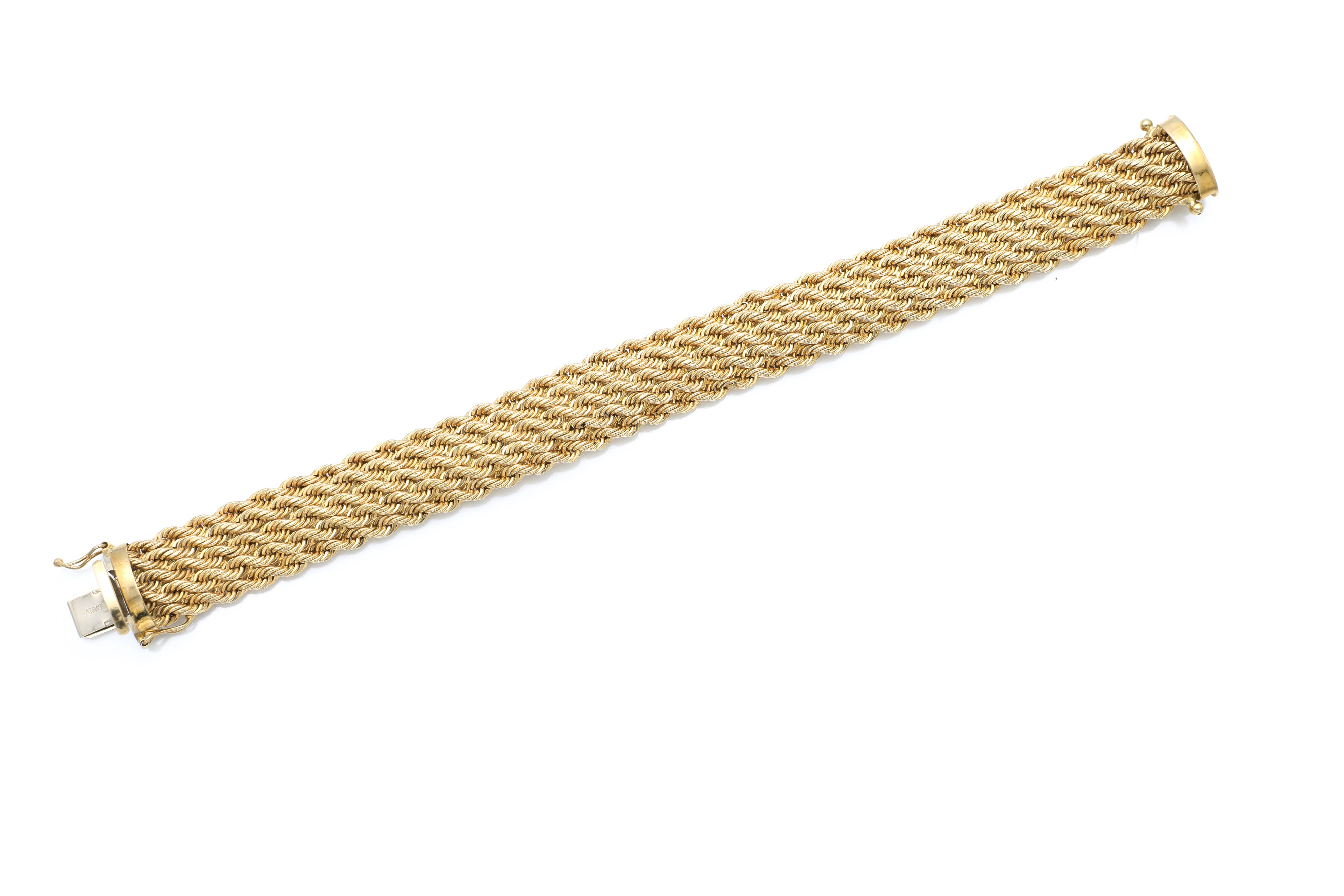 Bracciale a maglia in oro giallo 750/000, lunghezza cm 19
