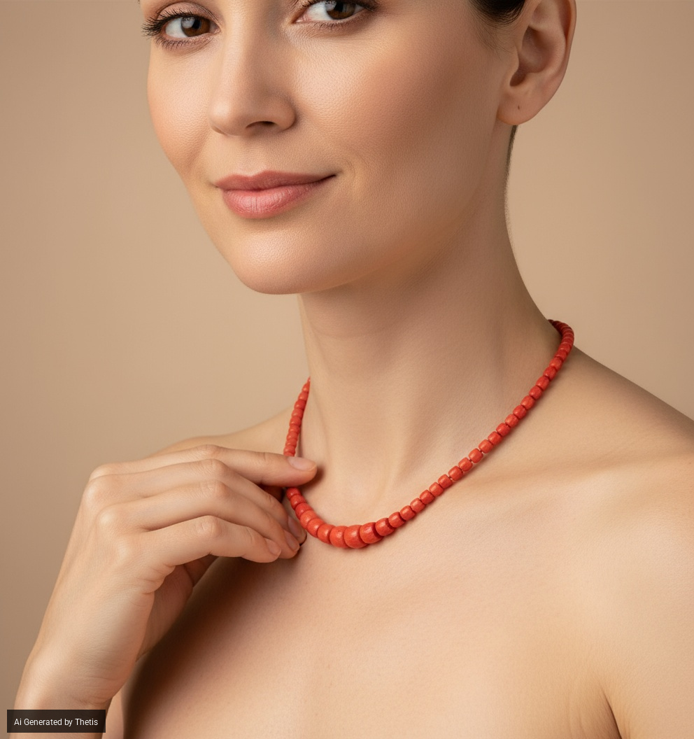 Collana in oro giallo 750/000 e corallo rosso