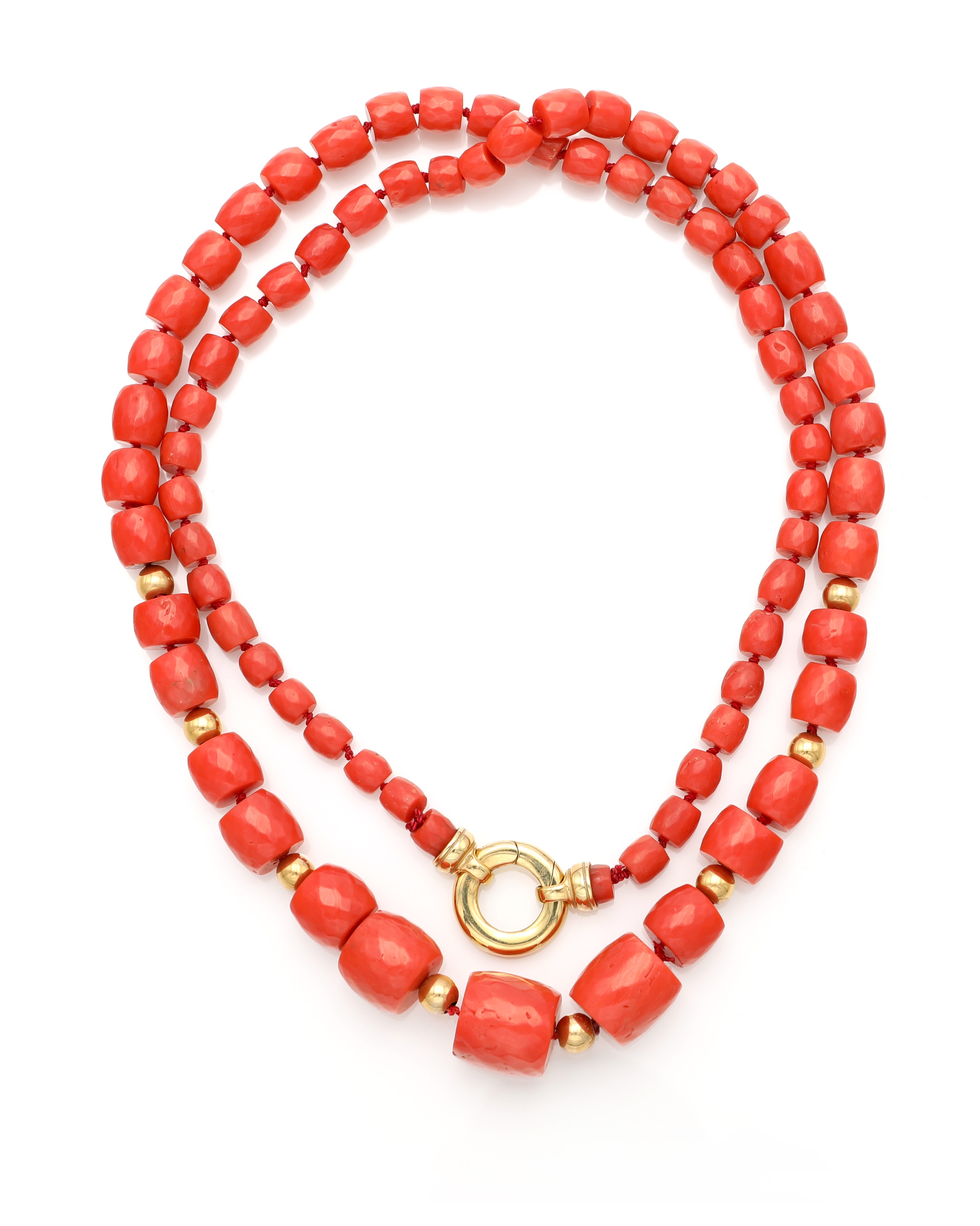 Collana in oro giallo 750/000 e corallo rosso