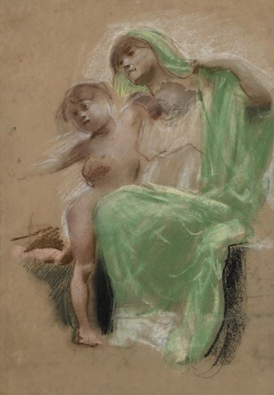 Maternità, pastelli su carta