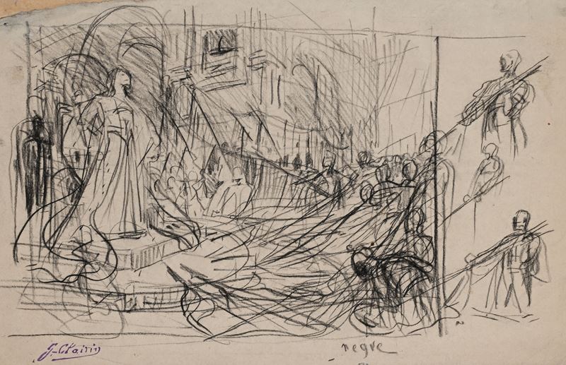 Georges Clairin - Studio di 'Negre', matita su carta