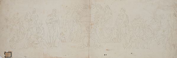 Scuola Italiana del XIX secolo : Studio per le nozze di Teti e Peleo  - China su carta - Asta Works on paper dal XVI al XIX secolo - Casa d'Aste Arcadia