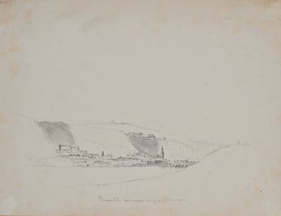 Veduta di paese, matita su carta