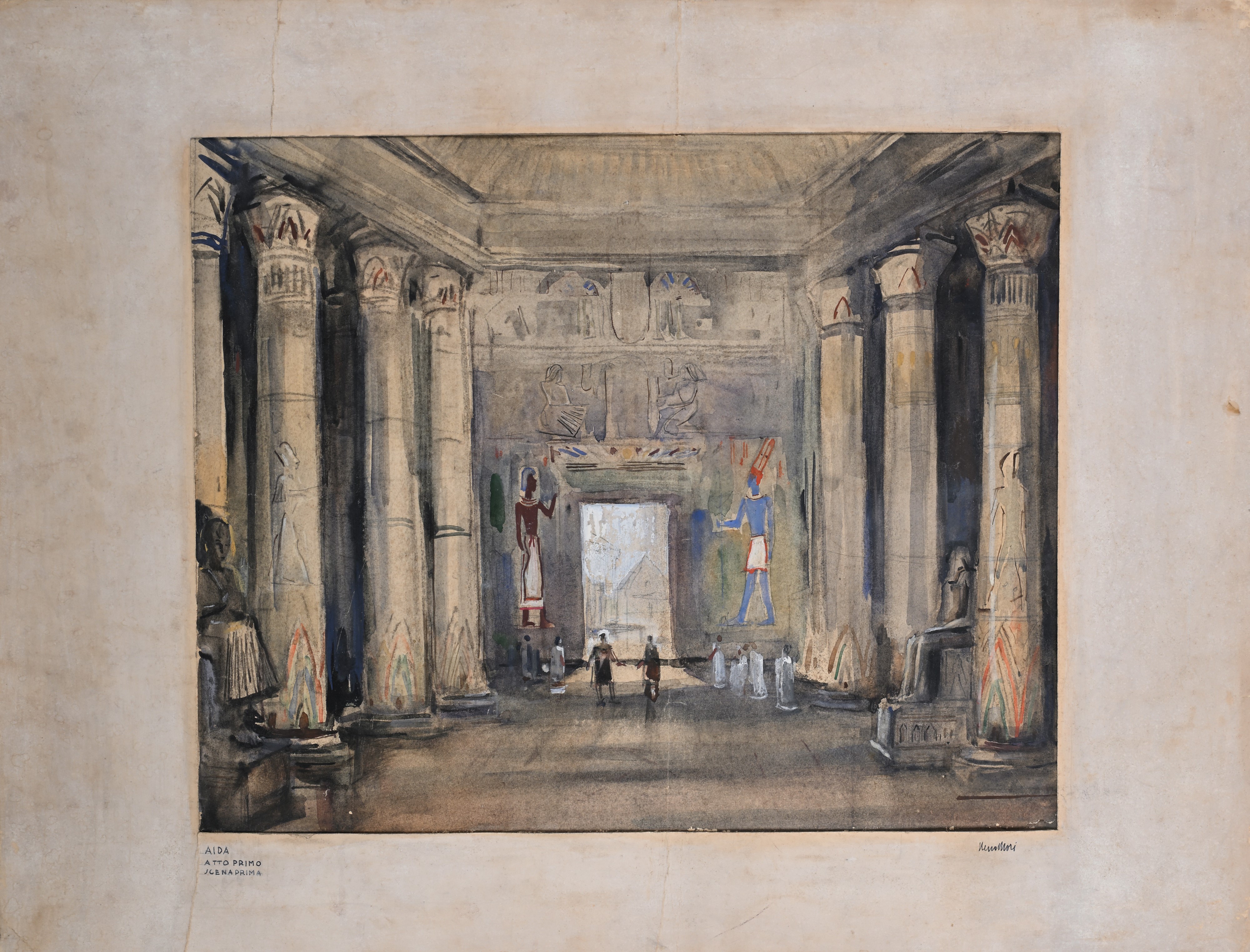 Neno Mori - Studio per l'Aida, acquarello su carta