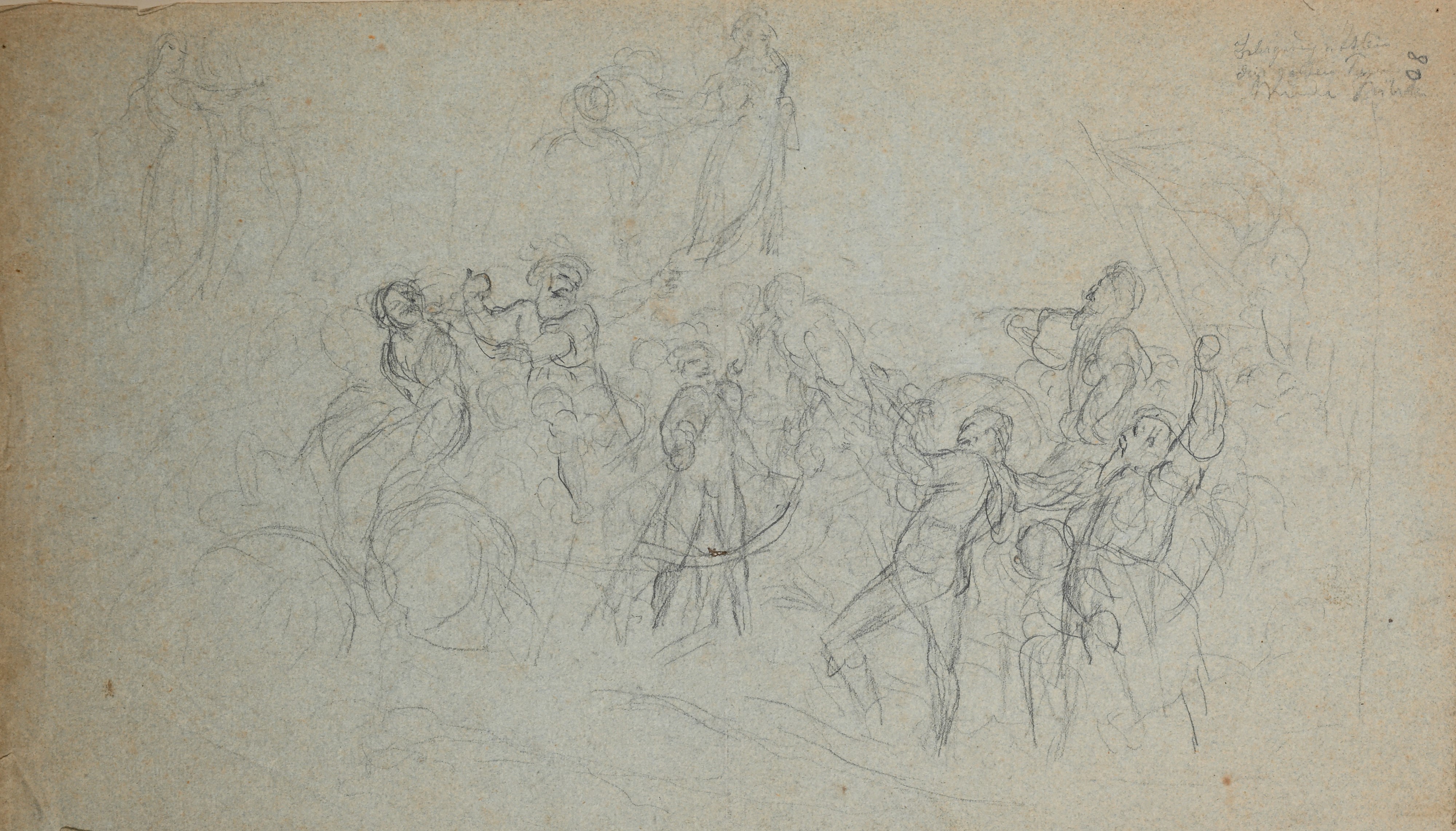 Recto: Studio di scena mitologica - Verso: Studio di composizione