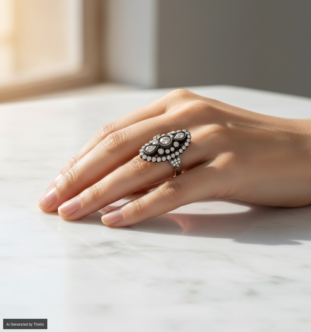 Anello a spola in oro e diamanti