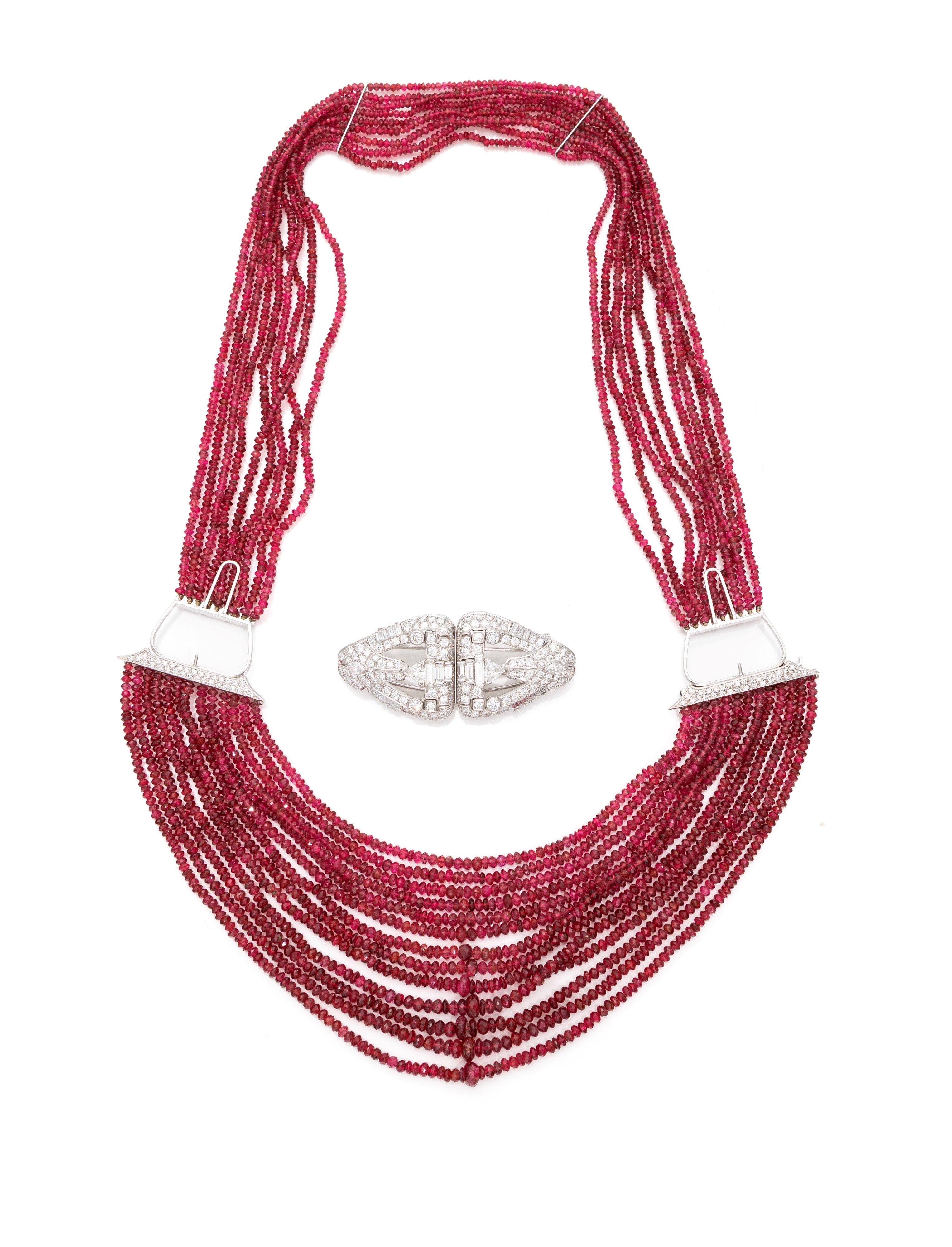 Collana in oro, rubini e brillanti