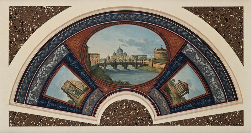 Veduta di San Pietro, l'Arco di Giano e il Tempio di Vesta