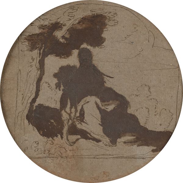 Scuola Veneta del XVII secolo - Recto: Studio di figure sotto l'albero - Verso: Studio di albero