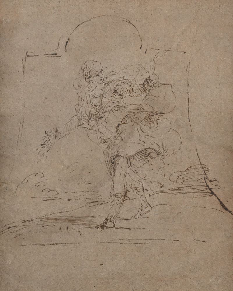 Recto: Studio di figura - Verso: Studio di panneggio