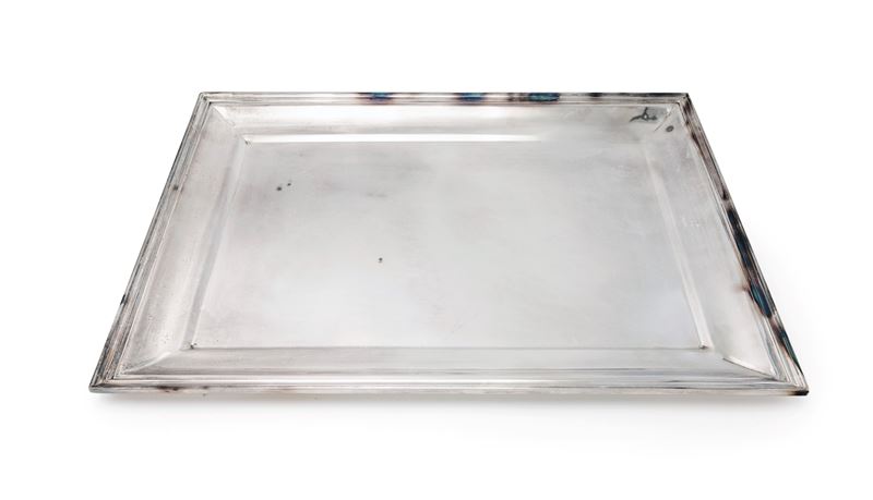 Vassoio rettangolare in argento sterling, Pampaloni, Firenze