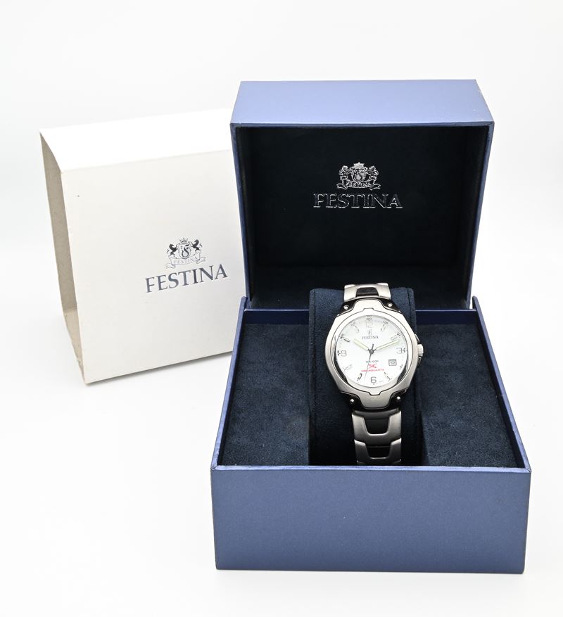 Festina Mecaquarz 6586 - Orologio da polso al Mecaquarzo da uomo con datario in acciaio con bracc...