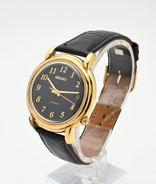 Seiko Automatic 7002 8010 (Cal 7002A) - Orologio da polso automatico con datario da uomo in metallo placcato oro e fondello in acciaio