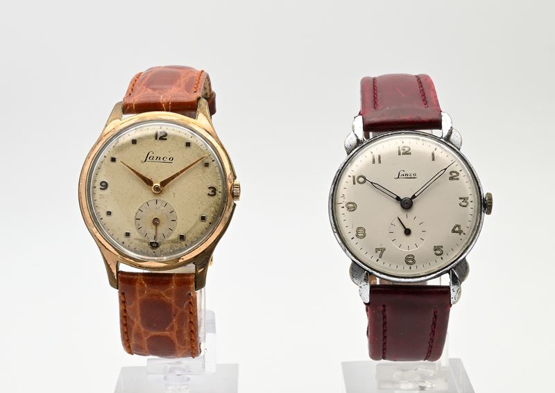 Lanco - 2 Orologi da Polso a Carica Meccanica da Uomo: Cal 1022 in Metallo Cromato con Fondello i...