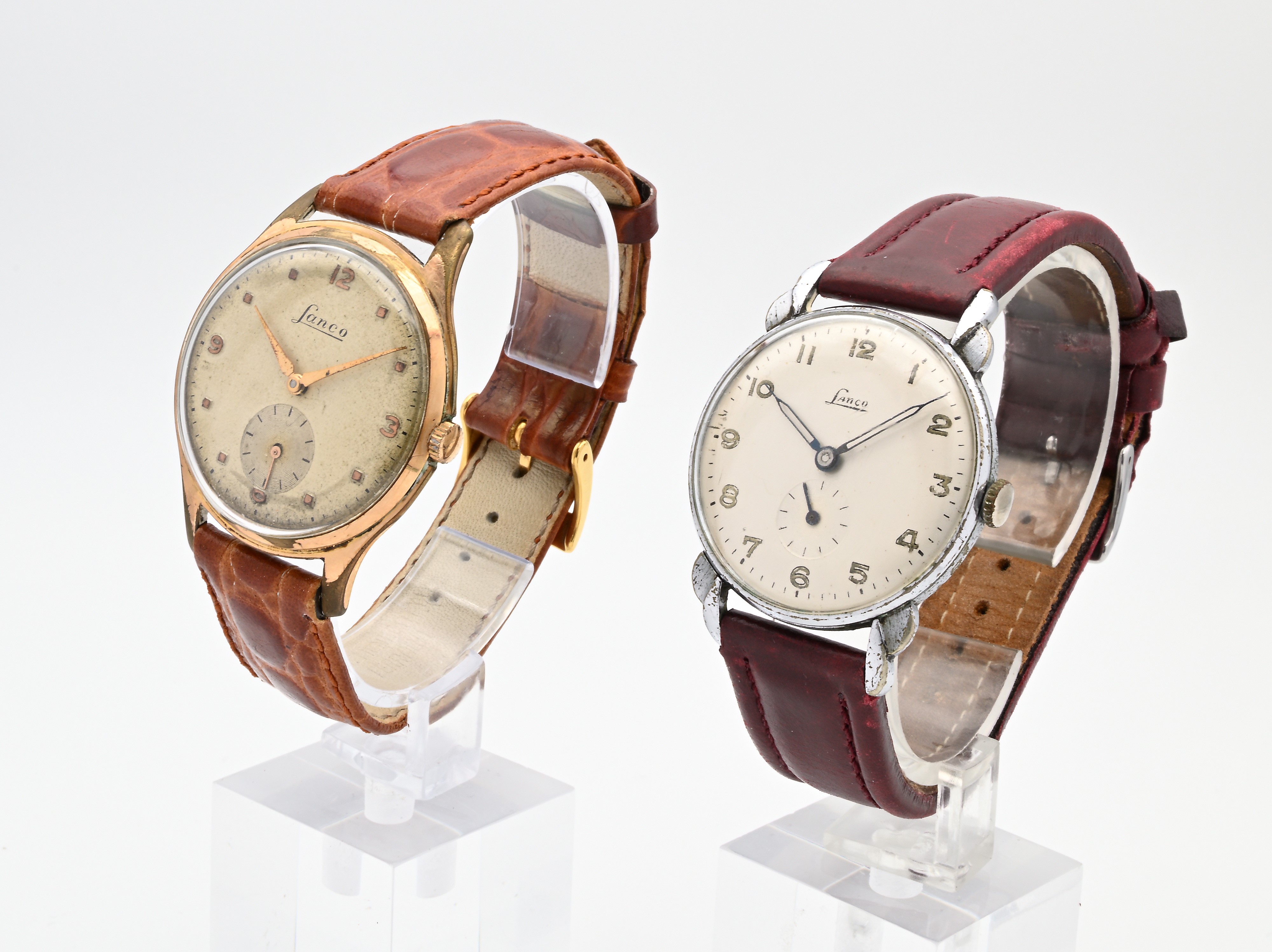 Lanco - 2 Orologi da Polso a Carica Meccanica da Uomo: Cal 1022 in Metallo Cromato con Fondello i...