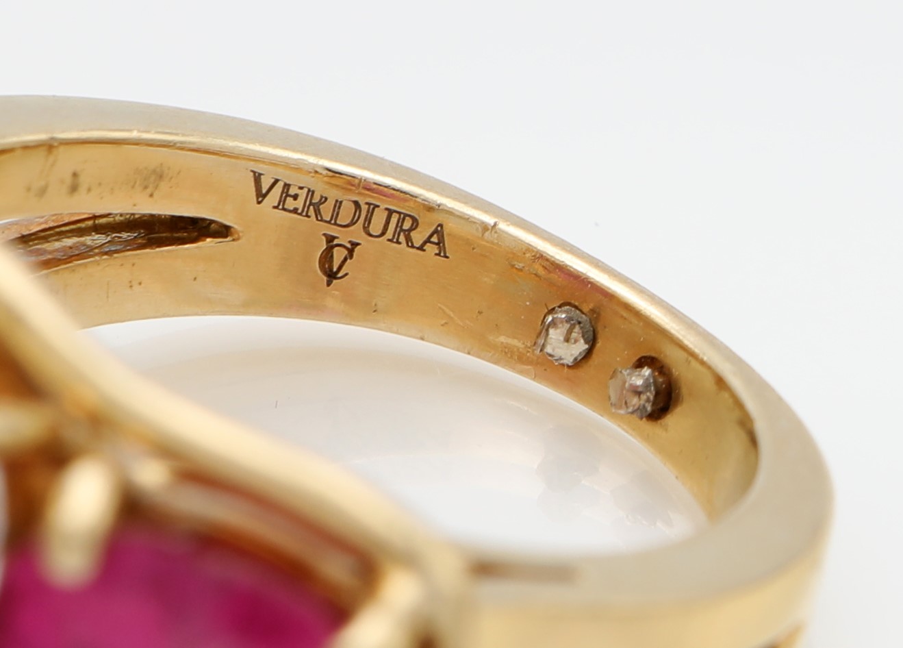 Verdura, anello in oro, quarzo e tormaline rosa