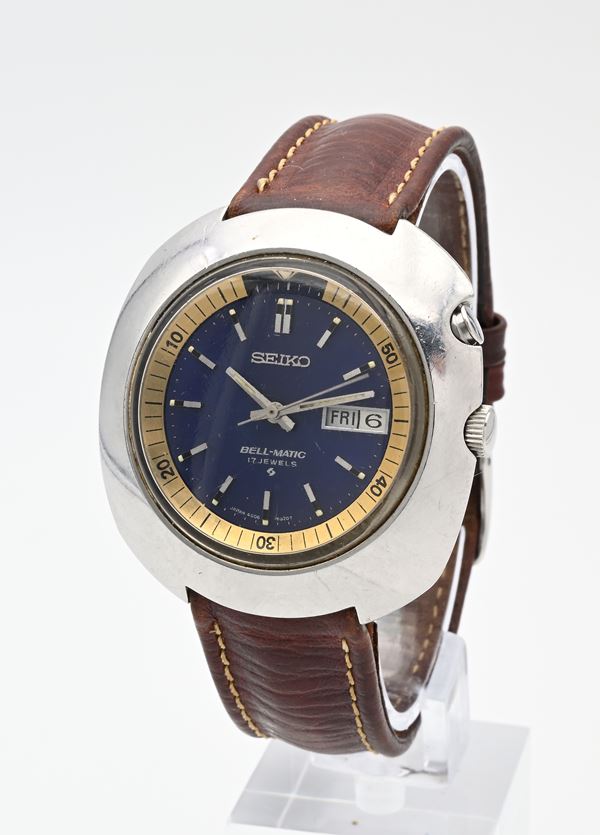 Seiko Bell-Matic 4006.6020T (Cal. 4006A)  - Orologio da polso automatico svegliarino Day-Date da uomo in acciaio 