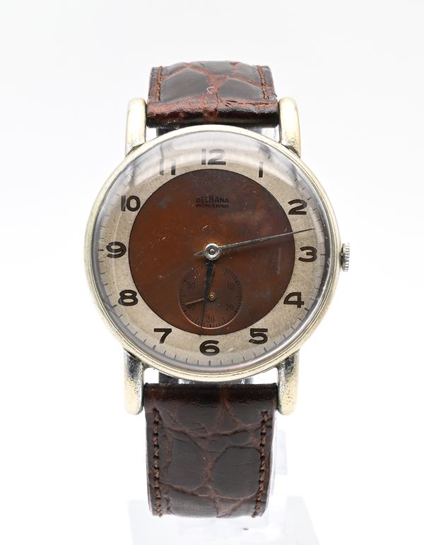 Delbana Watch Ancre 15 Rubis - Orologio da polso a carica meccanica da uomo in metallo cromato con fondello in acciaio