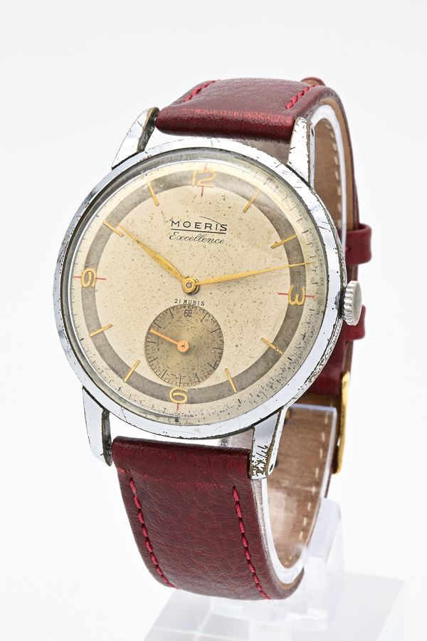 Moeris Excellence (Cal. 13 Linee) - Orologio da polso a carica meccanica Regolatore da uomo in metallo cromato con fondello in acciaio