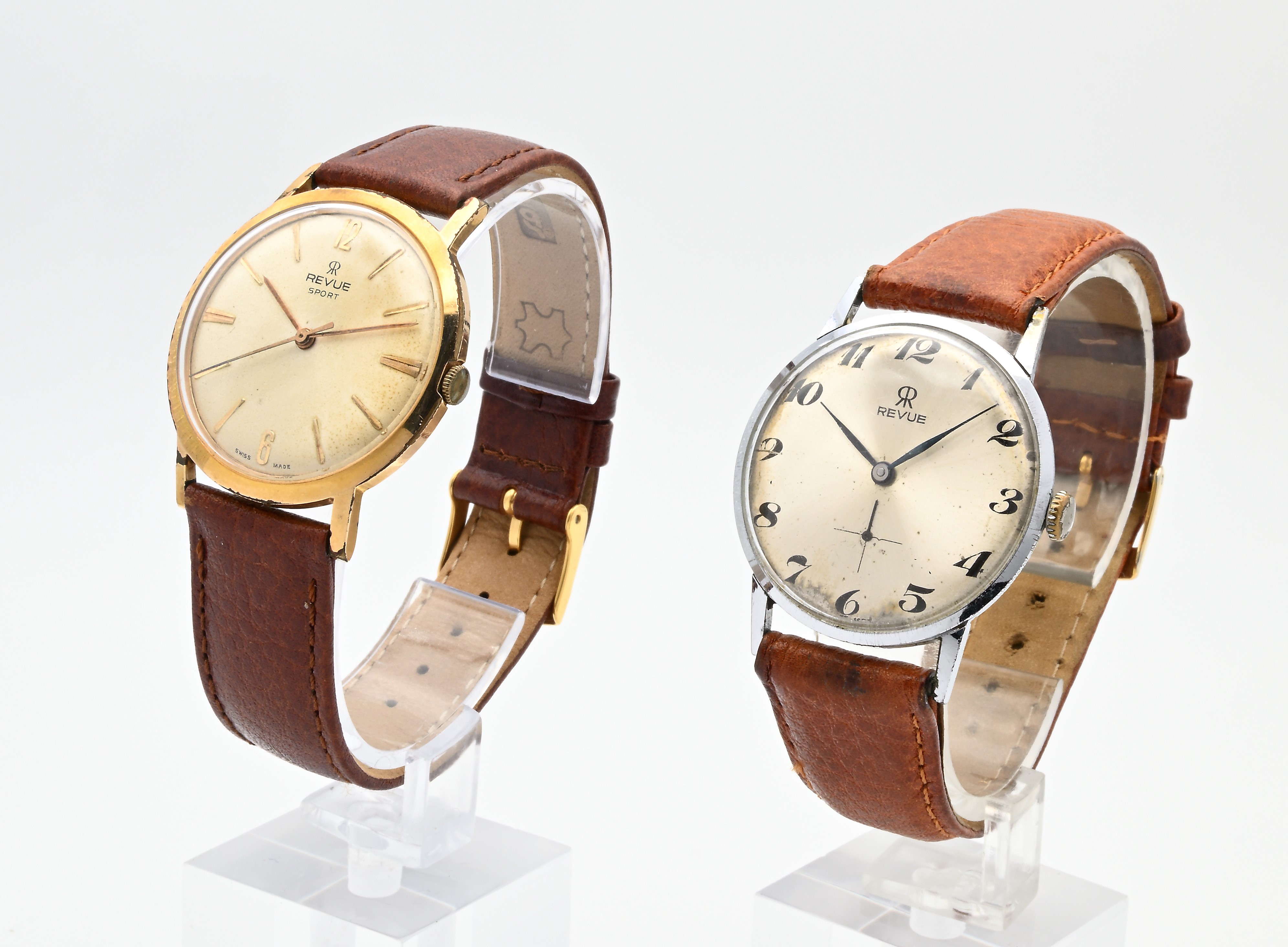 Revue - 2 Orologi da Polso a Carica Meccanica da Uomo con Fondello in Acciaio: Revue Sport 3501l4...