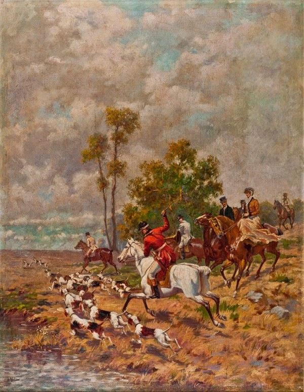 Pittore del XIX/XX secolo - LA CACCIA ALLA VOLPE