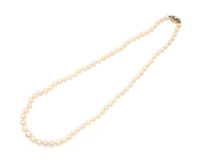Collana a un filo di perle e oro giallo 750/000, perle Ø 6–9 mm