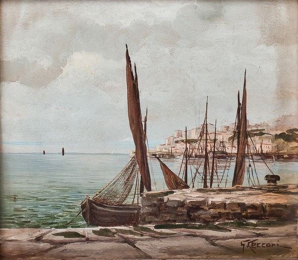 Giuseppe Cecconi - MARINA CON BARCHE