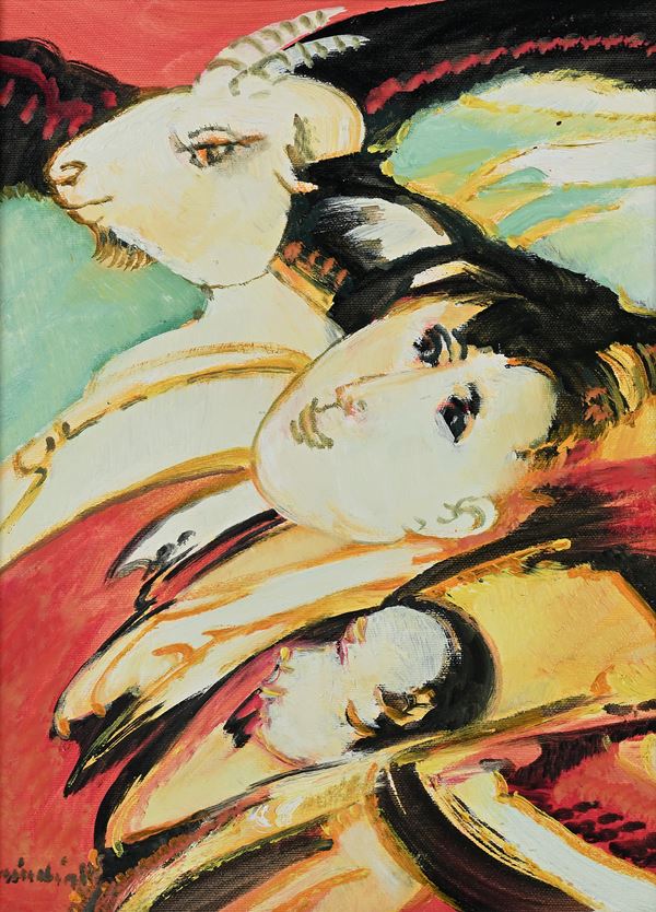 Remo Brindisi - Figure con capra