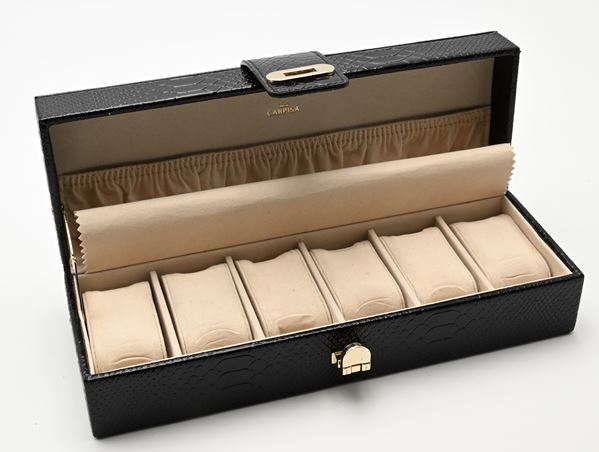 Carpisa - Boxset porta orologi in pelle con 6 scomparti ed Interno in panno