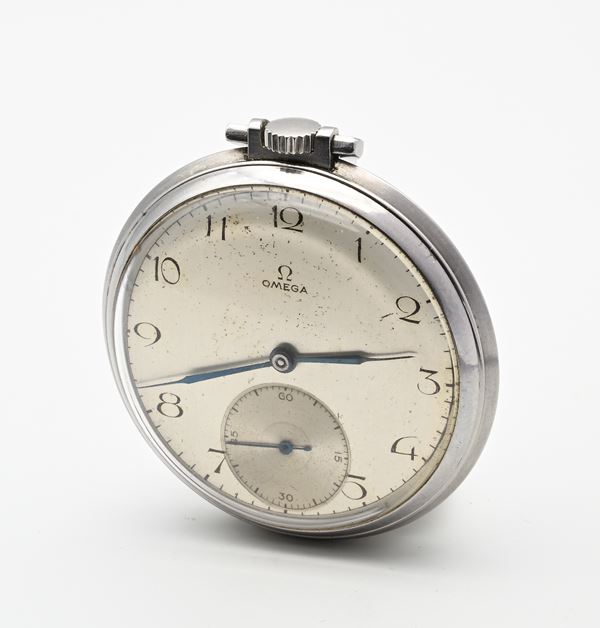 Omega 38.5 L.T. - Orologio da tasca remontoir in acciaio