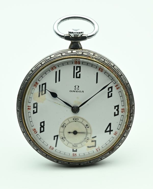 Omega 35.5 L - Orologio da tasca remontoir in metallo brunito