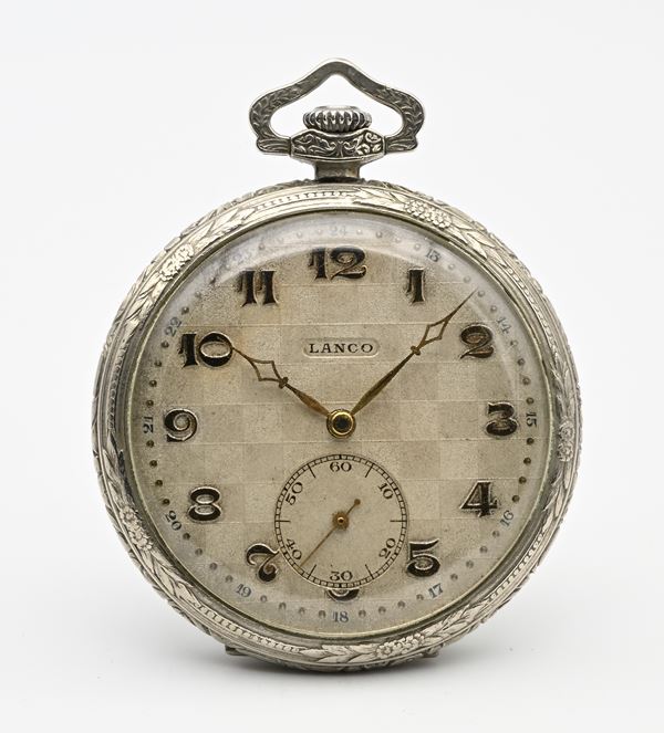 Lanco - Orologio da tasca cilindro remontoir in metallo cromato 
