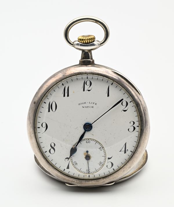 High-Life Watch - Orologio svizzero da tasca remontoir con scappamento ad ancora in argento 900/000.