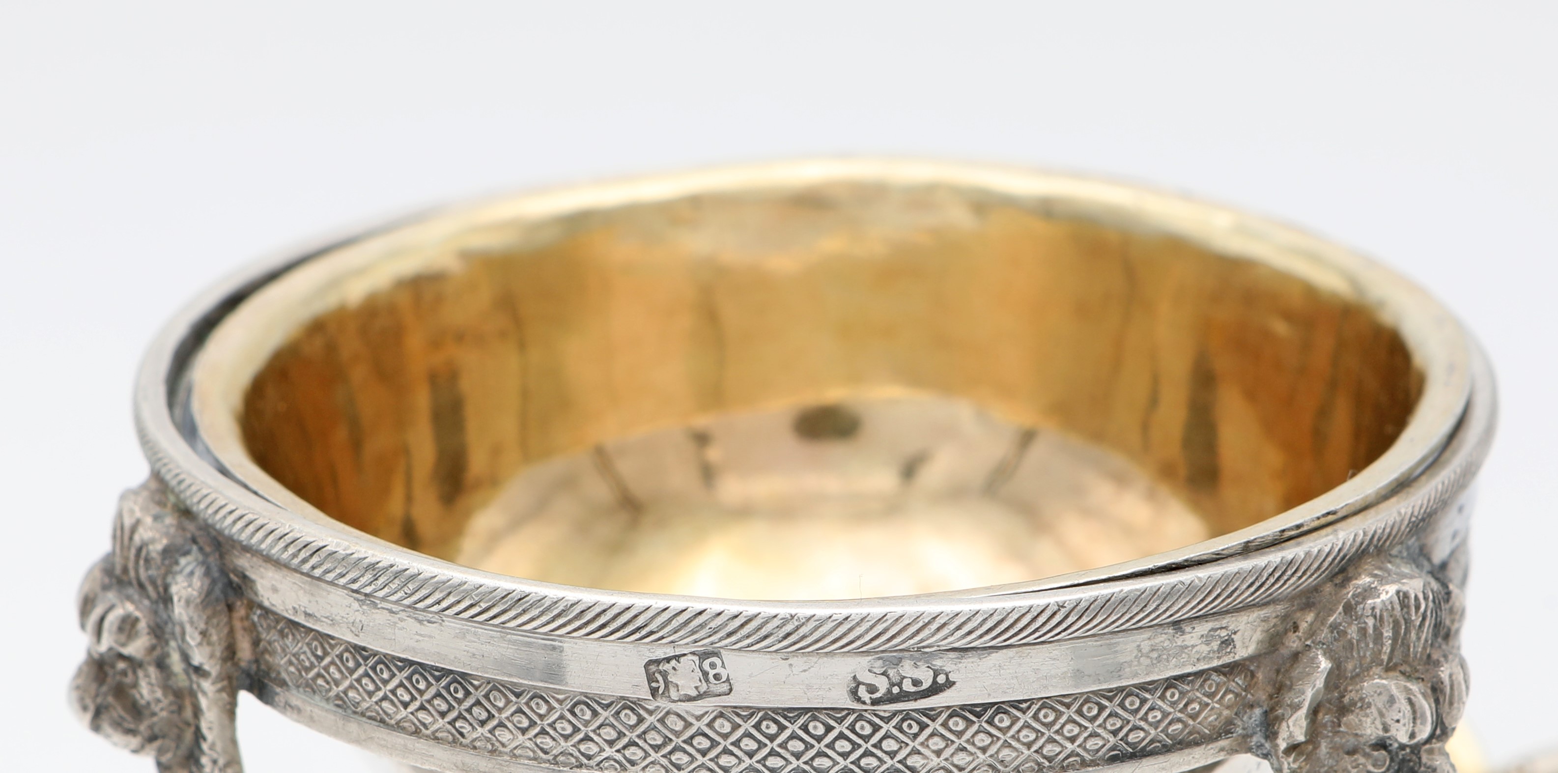 Saliera in argento 834/000 e cucchiaino, Napoli 1824/1832, argentiere Salvatore Salitti