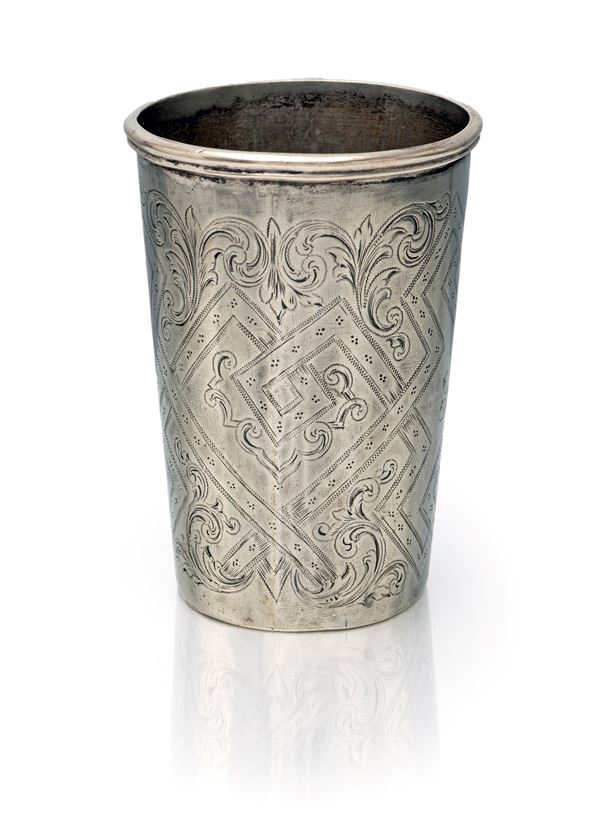 Bicchiere in argento 875/000, Russia, città di San Pietroburgo 1876