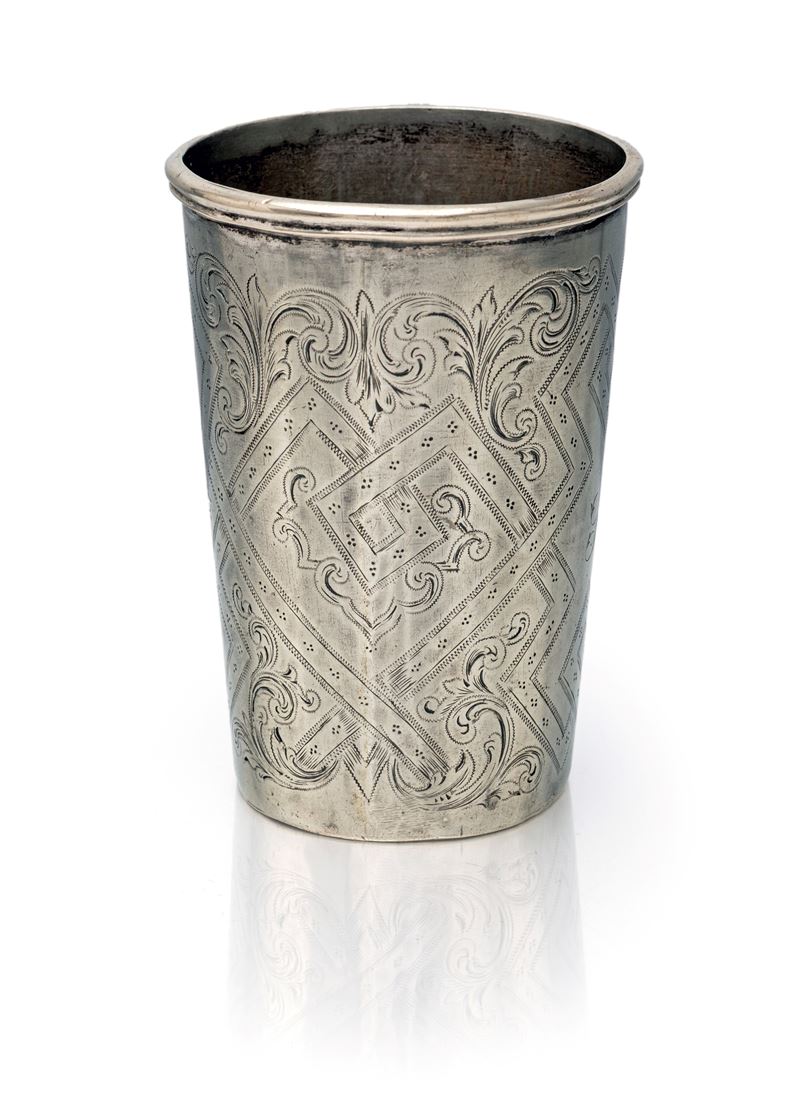 Bicchiere in argento 875/000, Russia, città di San Pietroburgo 1876