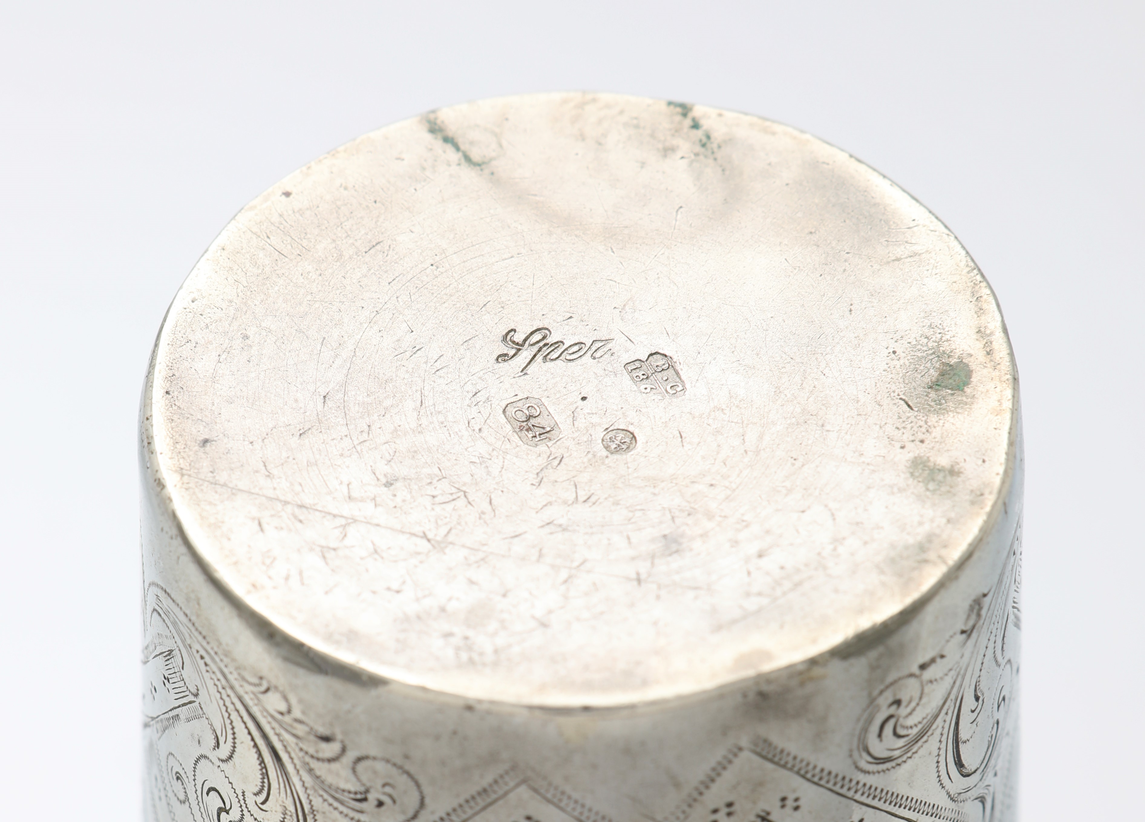 Bicchiere in argento 875/000, Russia, città di San Pietroburgo 1876