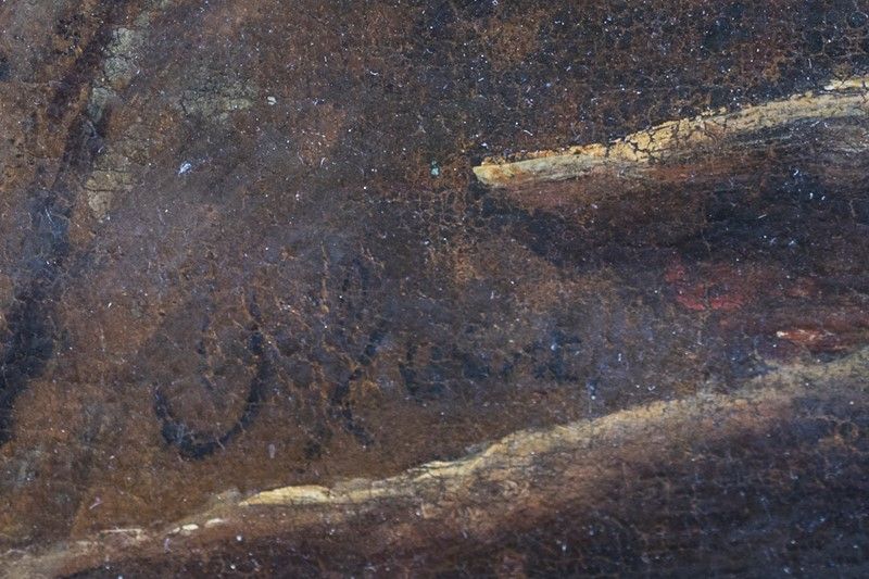 Scuola Olandese. XVII-XVIII Secolo - Paesaggio Fluviale con Pastori